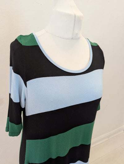 Alembika Green/Black Striped Maxi Dress Size 12