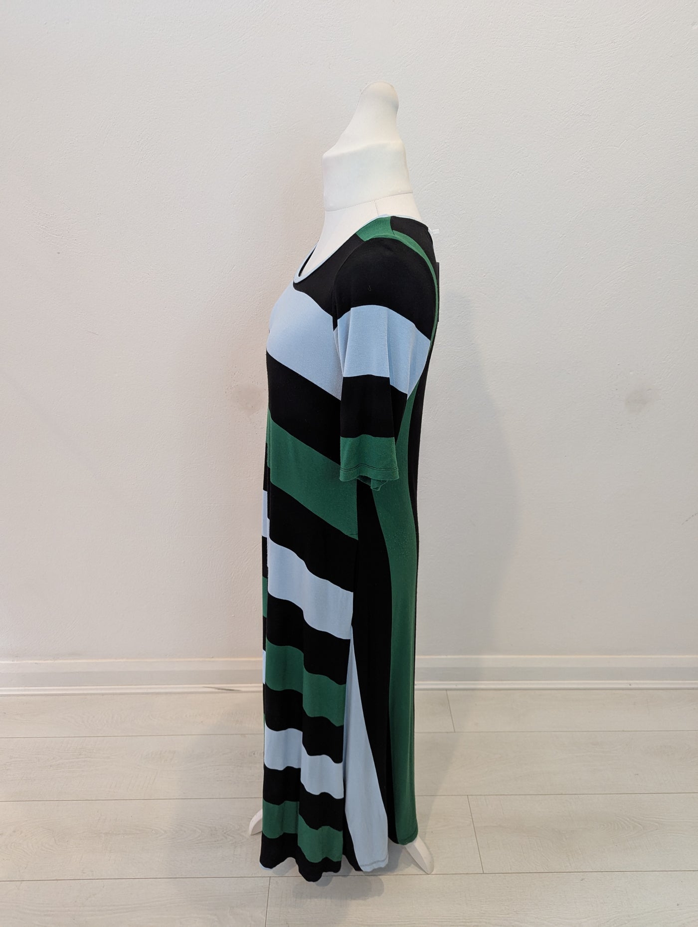 Alembika Green/Black Striped Maxi Dress Size 12