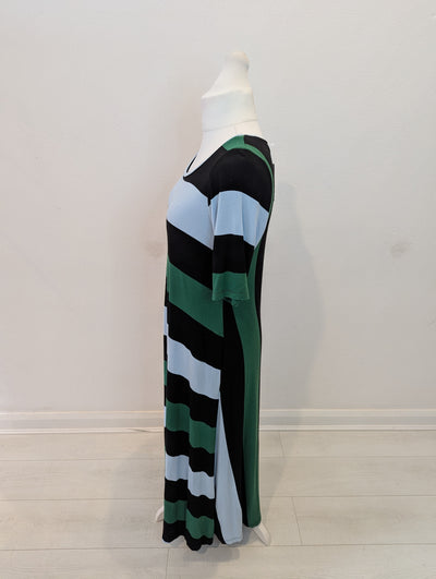 Alembika Green/Black Striped Maxi Dress Size 12