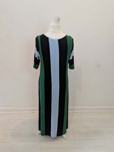 Alembika Green/Black Striped Maxi Dress Size 12