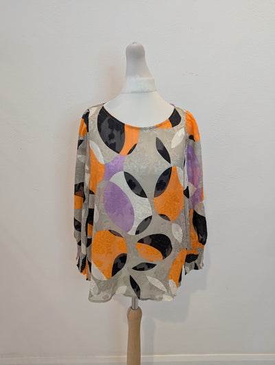 Kaffe Grey/ Orange Print Top 6 RRP £59.99