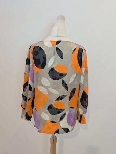 Kaffe Grey/ Orange Print Top 6 RRP £59.99