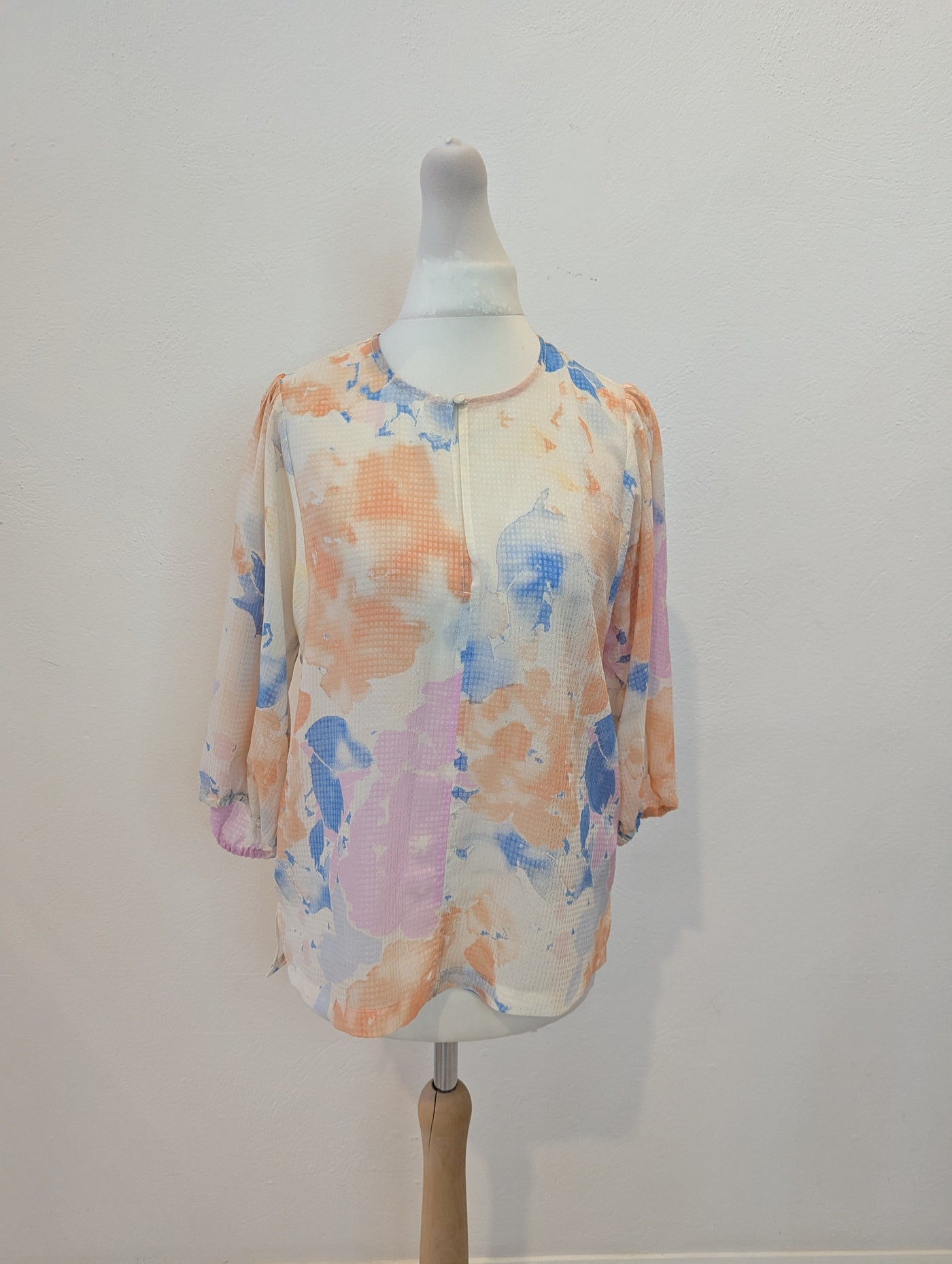 Soaked Peach Floral Top XS