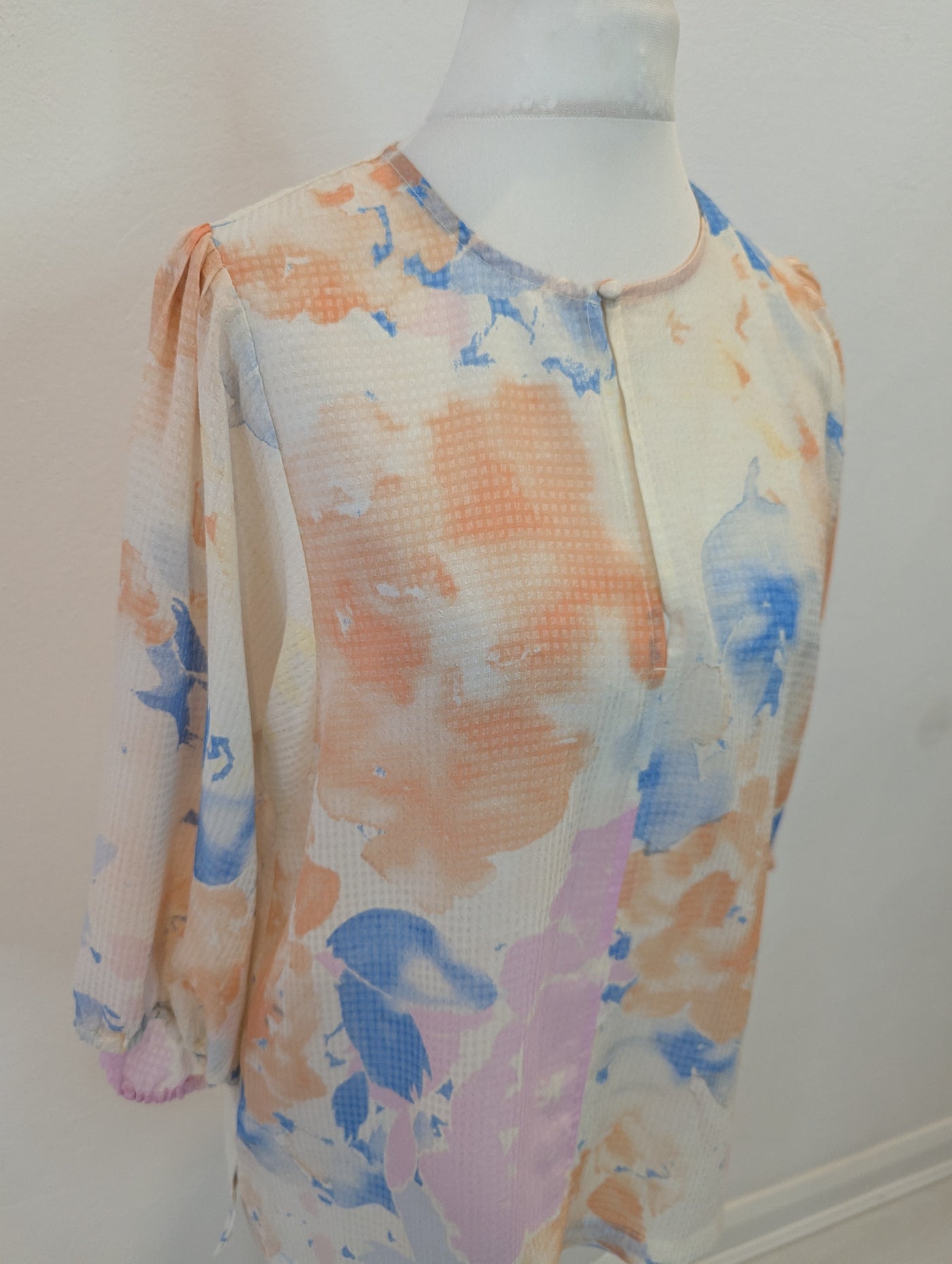 Soaked Peach Floral Top XS