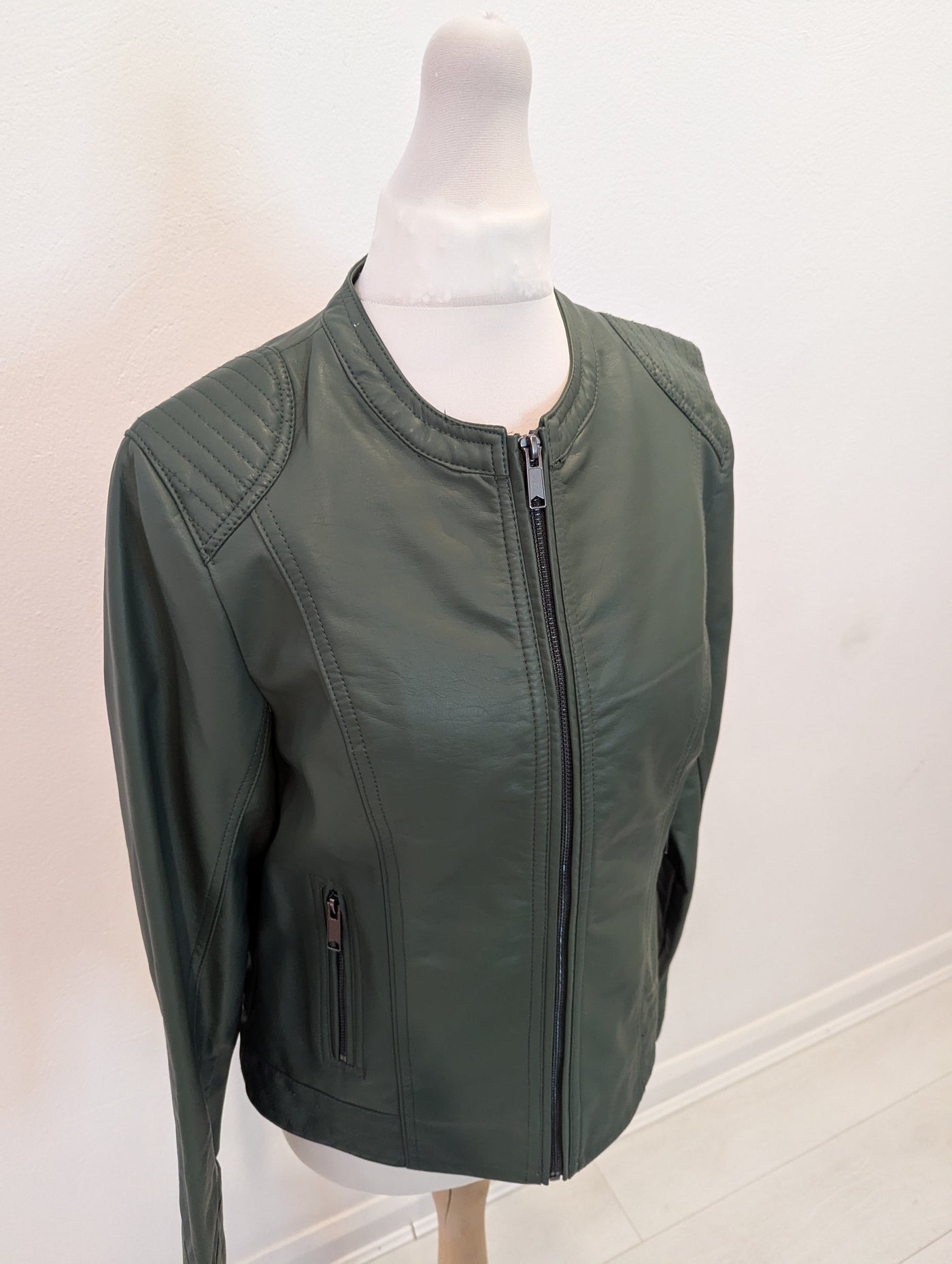 B Young Green Pleather Jacket 8 RRP £59.99