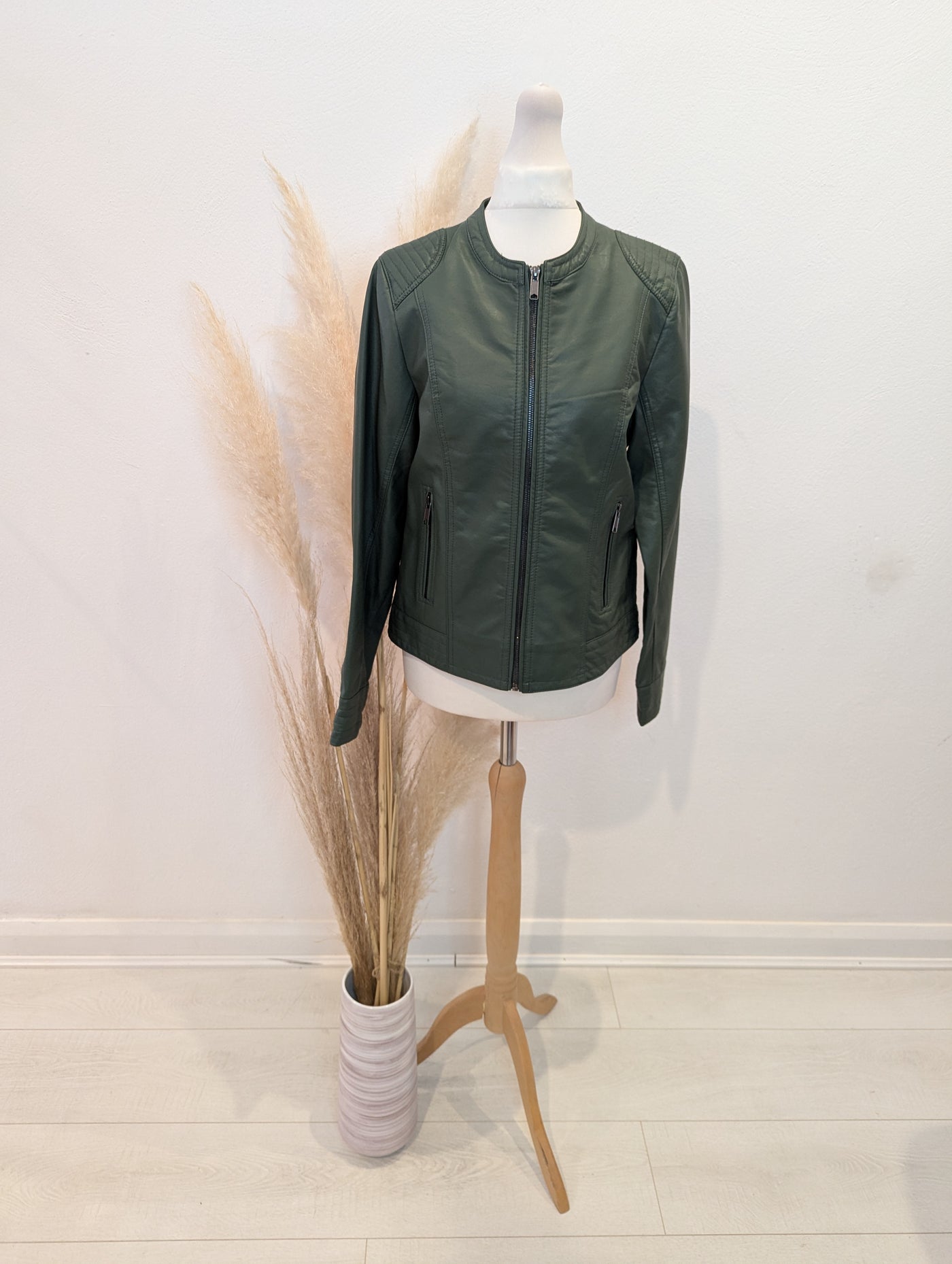 B Young Green Pleather Jacket 8 RRP £59.99