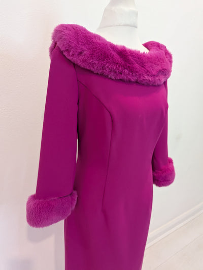 Giorgia Jo Pink Faux Fur Cuff Dress 8