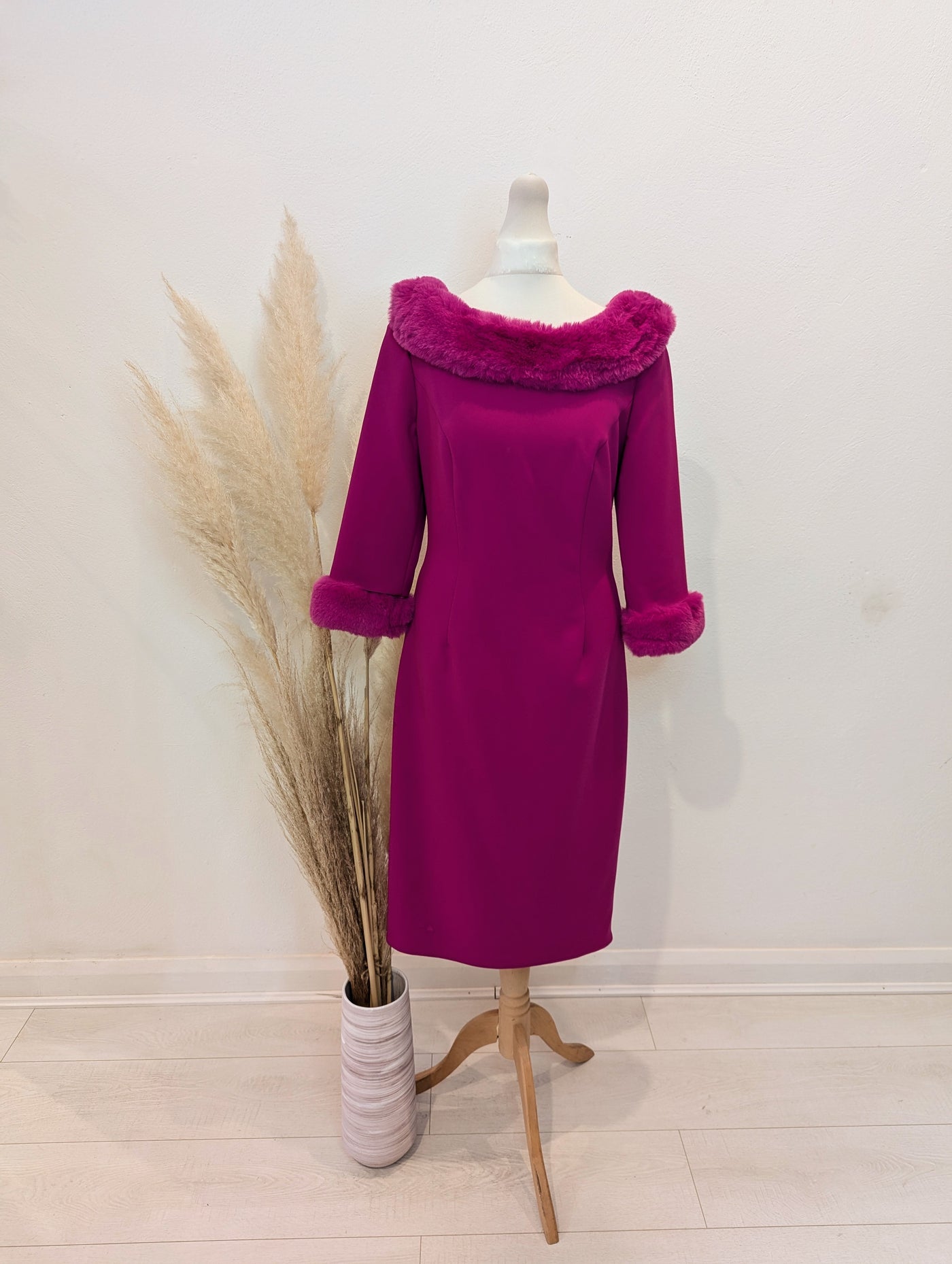 Giorgia Jo Pink Faux Fur Cuff Dress 8