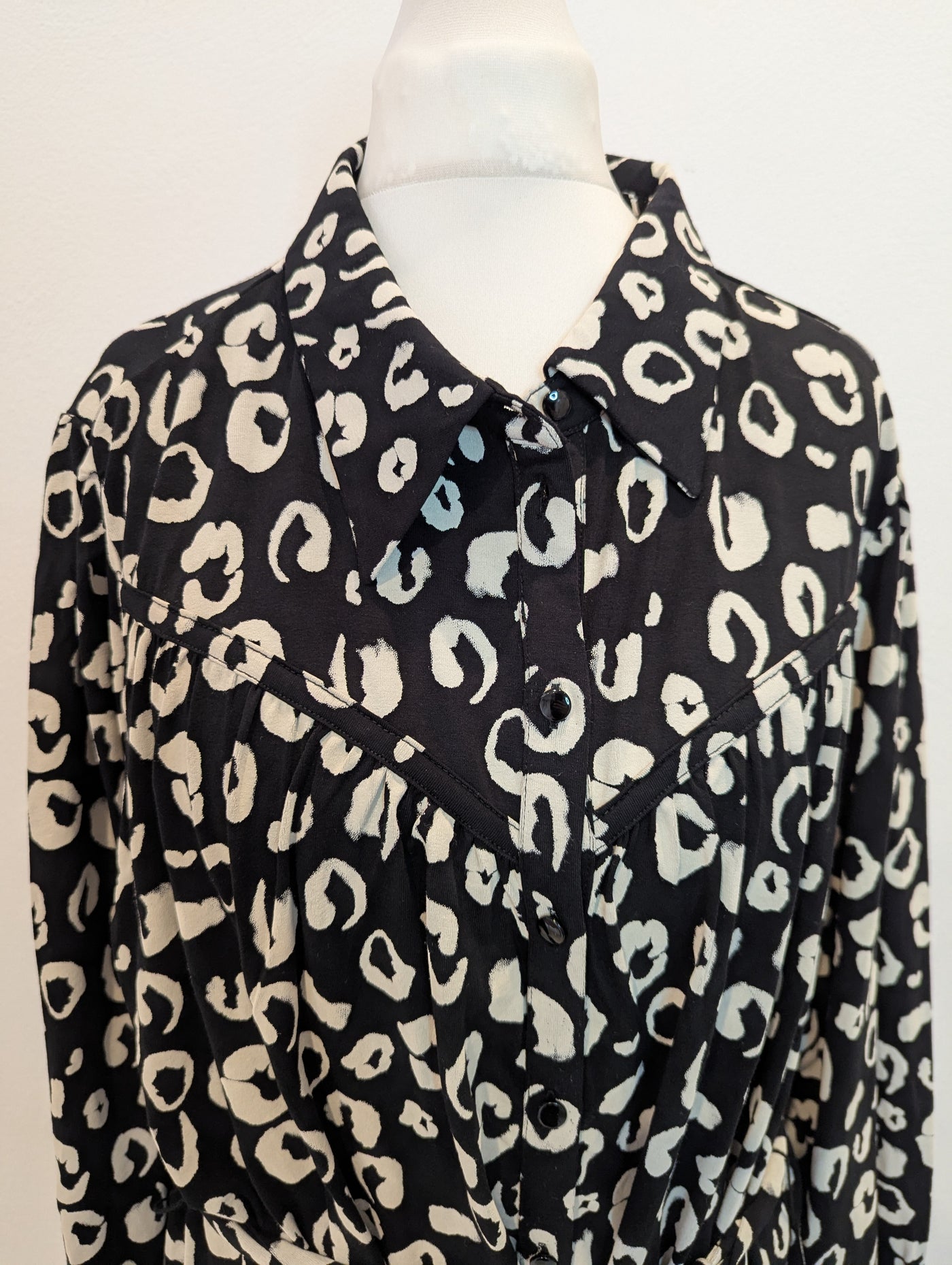 Esqualo Black & White Animal Shirt Dress 14/16 NWT £105