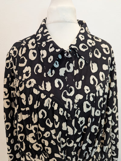 Esqualo Black & White Animal Shirt Dress 14/16 NWT £105
