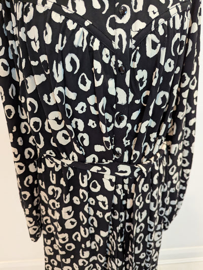 Esqualo Black & White Animal Shirt Dress 14/16 NWT £105