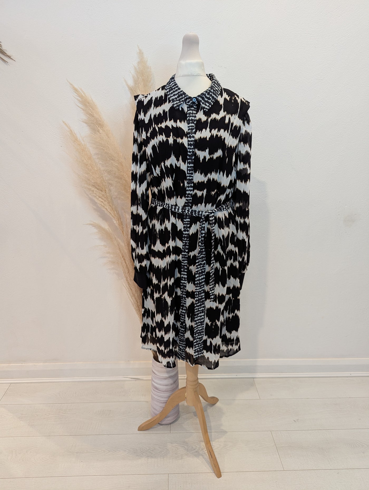 Esqualo Black & White Shirt Dress 14 NWT £105