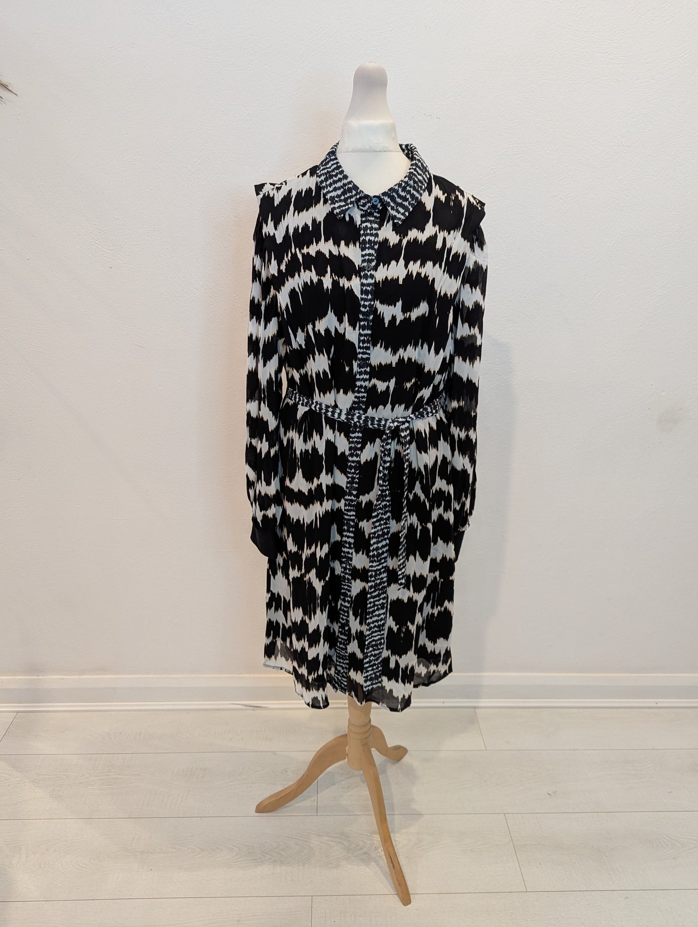 Esqualo Black & White Shirt Dress 14 NWT £105
