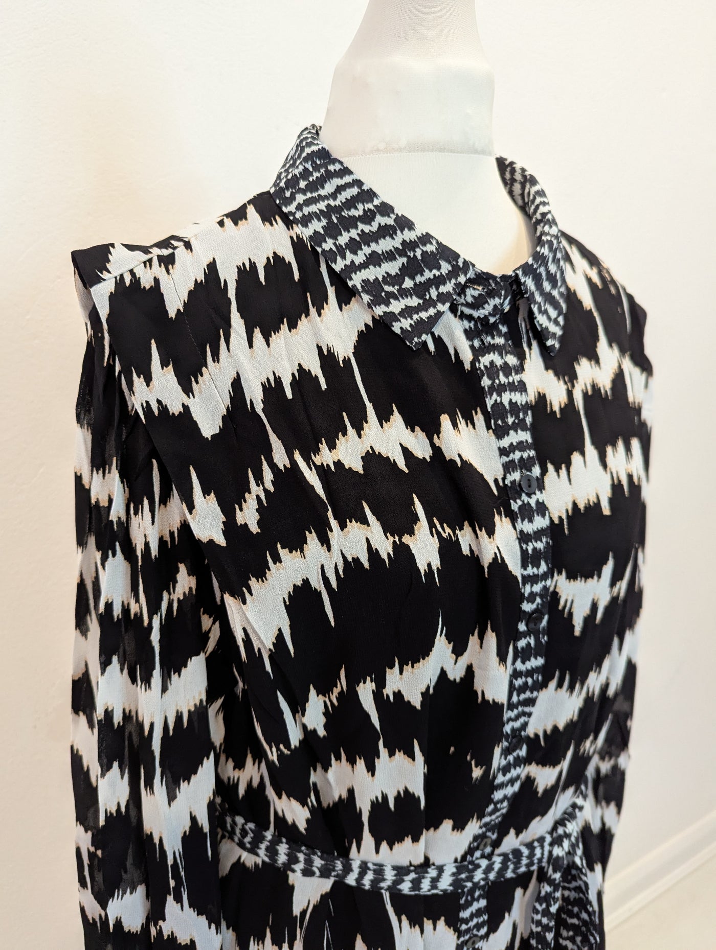 Esqualo Black & White Shirt Dress 14 NWT £105