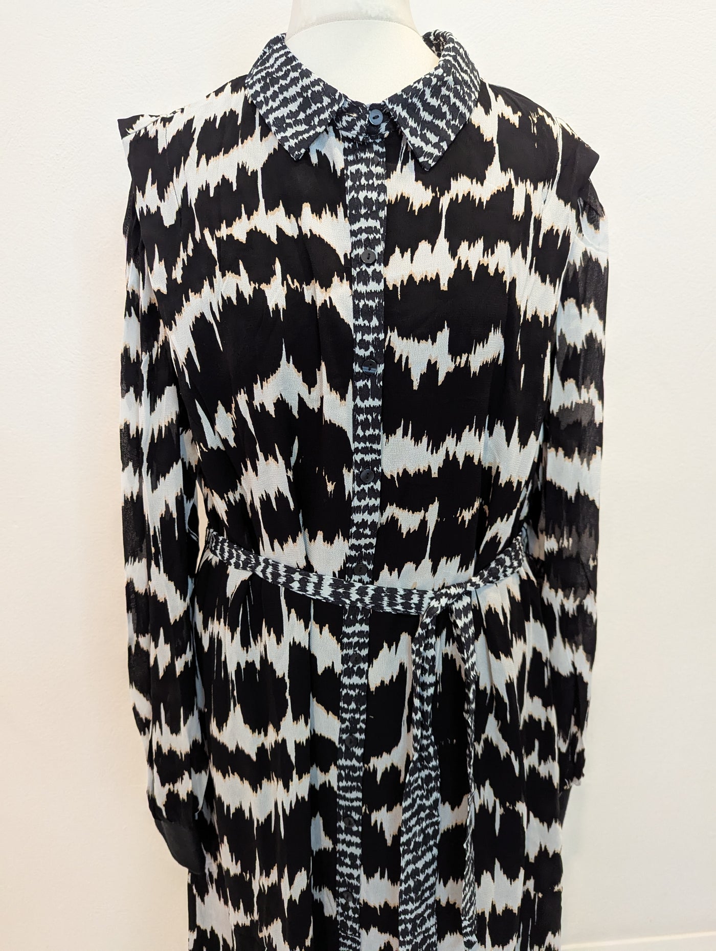 Esqualo Black & White Shirt Dress 14 NWT £105