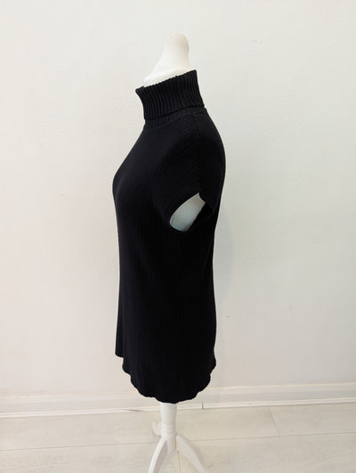 Sarah Pacini Black Long Line Polo Neck Medium