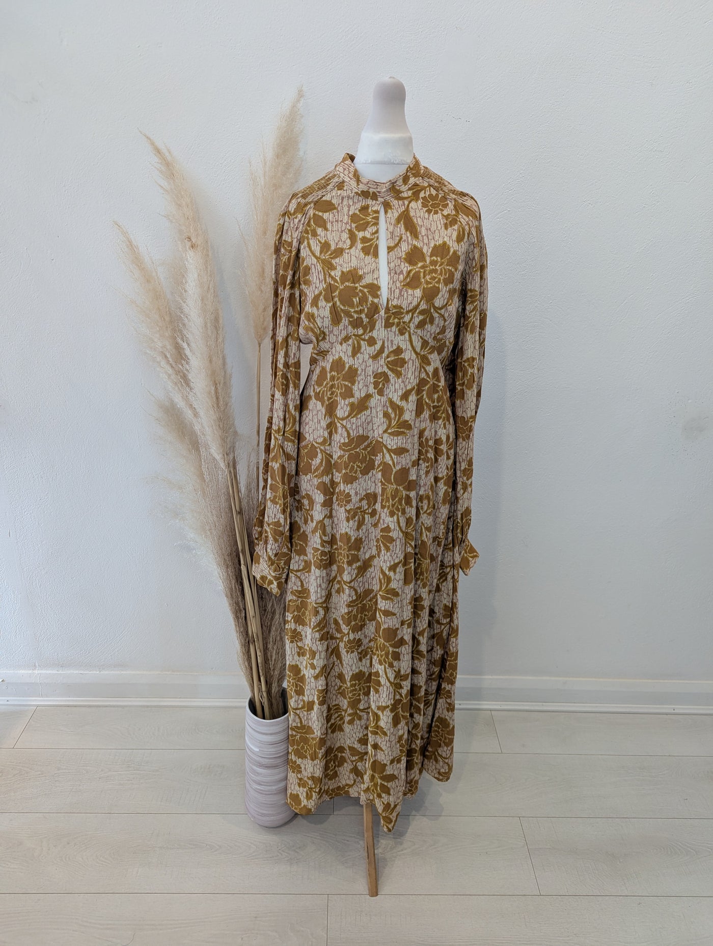 Zara Mustard Floral Maxi Dress S