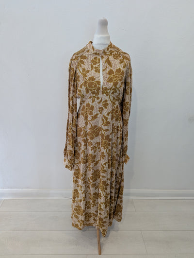 Zara Mustard Floral Maxi Dress S