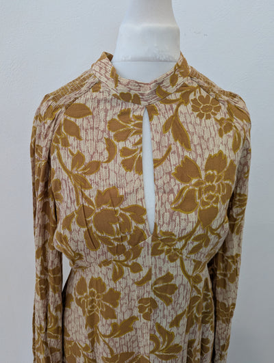 Zara Mustard Floral Maxi Dress S
