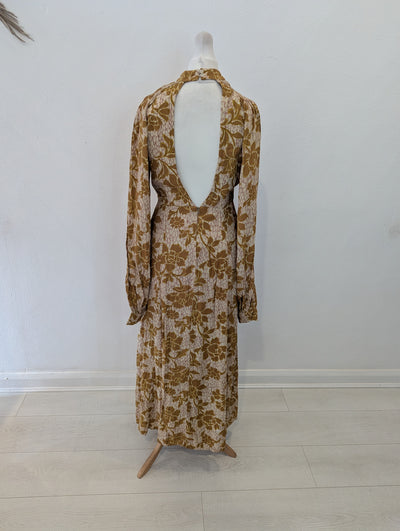 Zara Mustard Floral Maxi Dress S