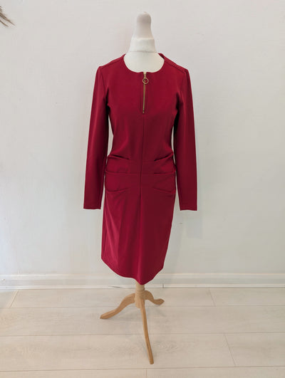 Summum Woman Red Pencil Zip Dress 6