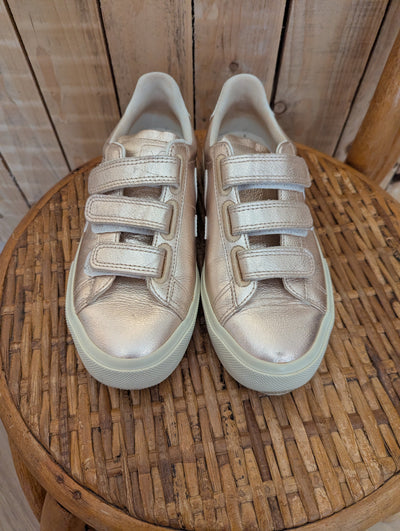Veja Gold Velcro Trainers Size 5