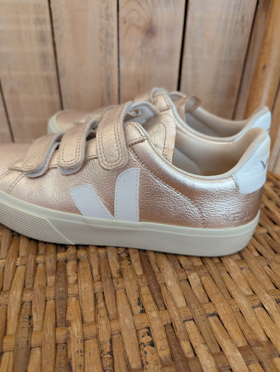 Veja Gold Velcro Trainers Size 5