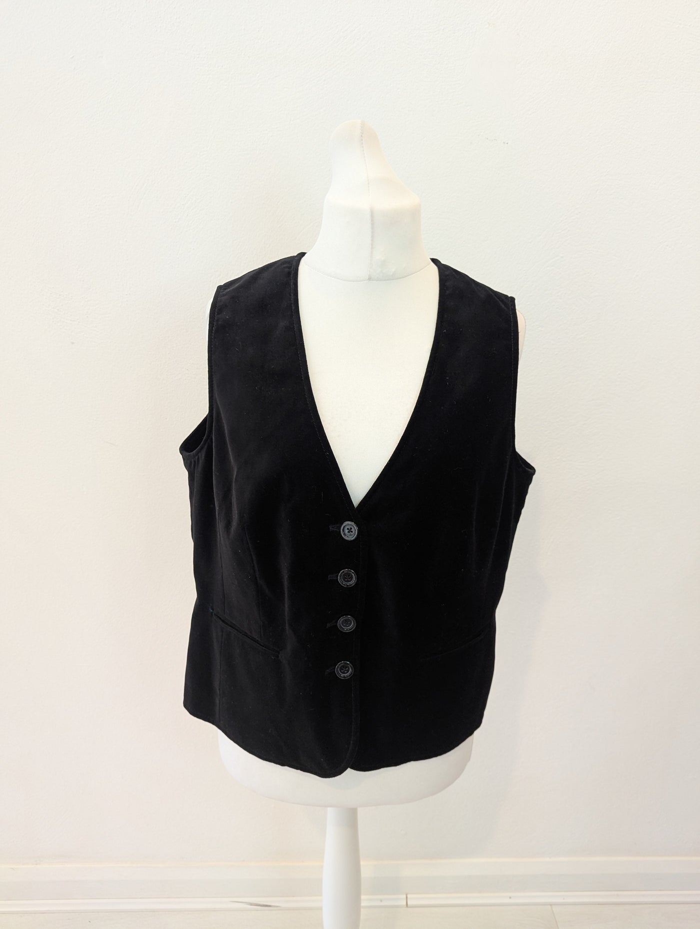 No Label Black Velvet Waistcoat Large