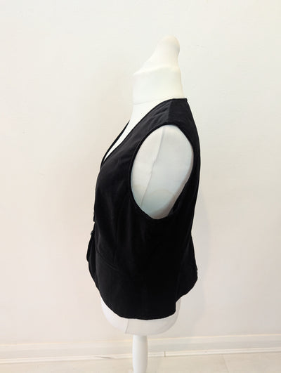 No Label Black Velvet Waistcoat Large