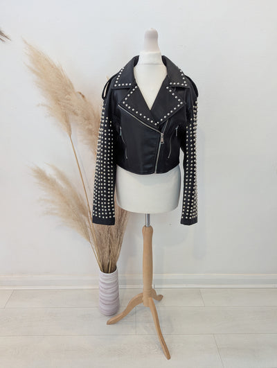 Flamode Studded Pleather Jacket S NWT RRP £98.99