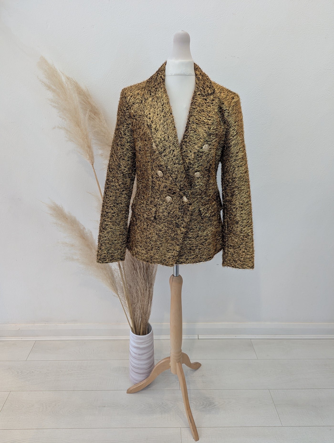Attentif Paris Gold Textured Blazer Small NWT