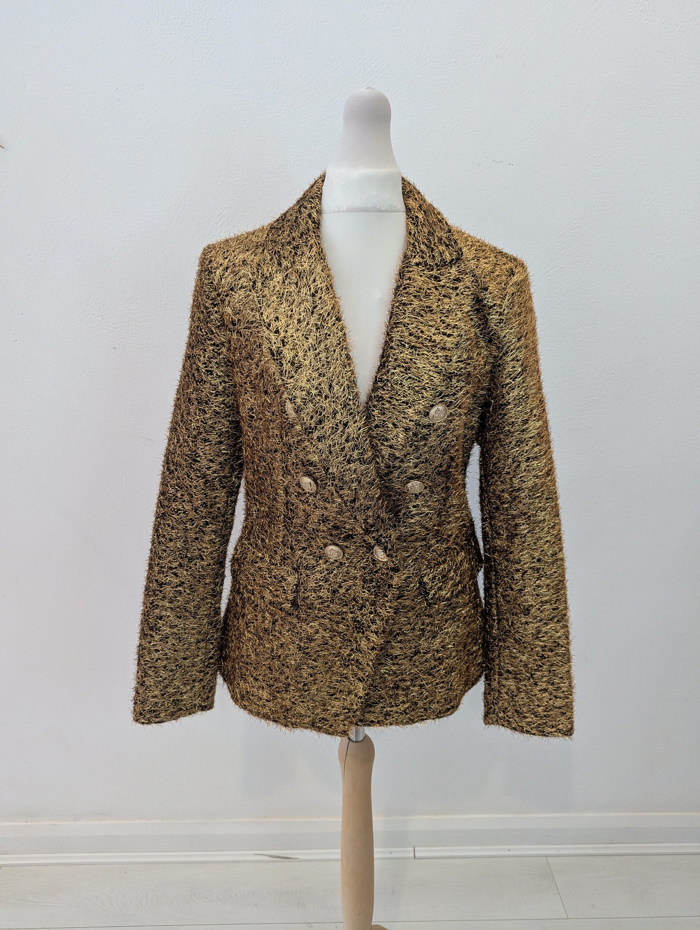 Attentif Paris Gold Textured Blazer Small NWT