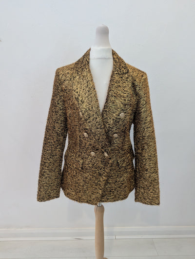 Attentif Paris Gold Textured Blazer Small NWT