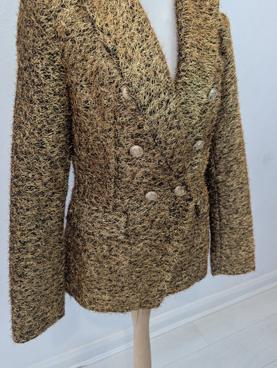 Attentif Paris Gold Textured Blazer Small NWT