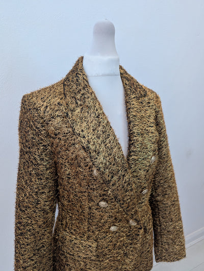 Attentif Paris Gold Textured Blazer Small NWT