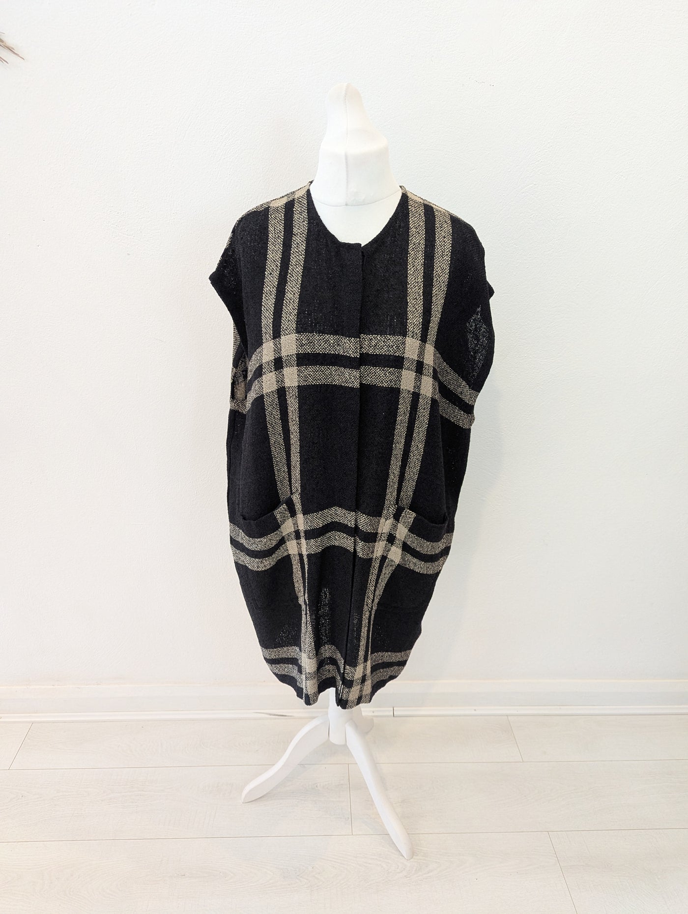 Masai Check Sleeveless Coatigan Size Medium