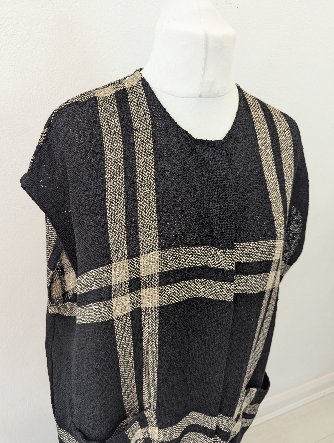 Masai Check Sleeveless Coatigan Size Medium