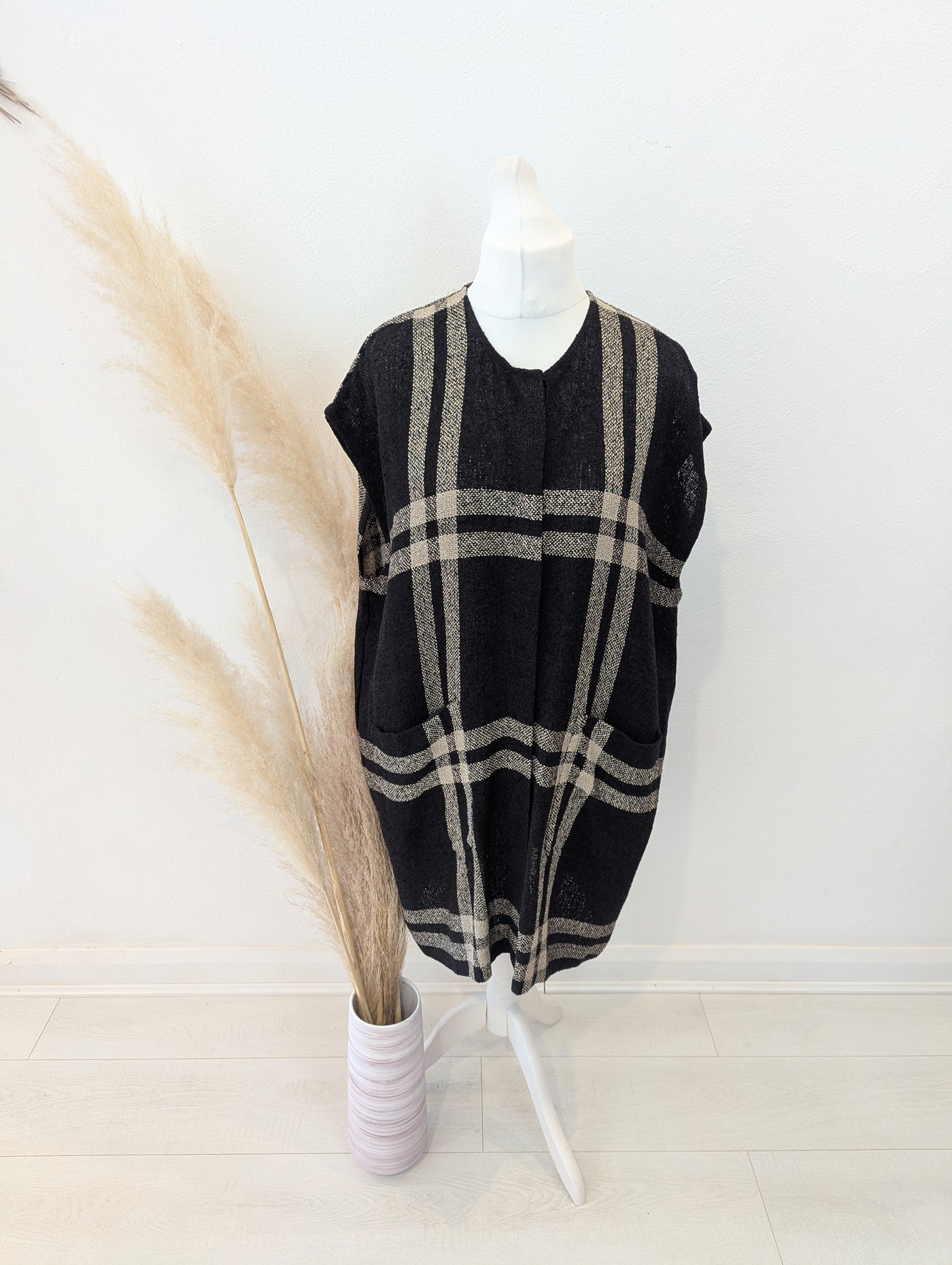 Masai Check Sleeveless Coatigan Size Medium