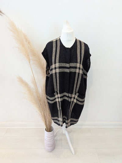 Masai Check Sleeveless Coatigan Size Medium