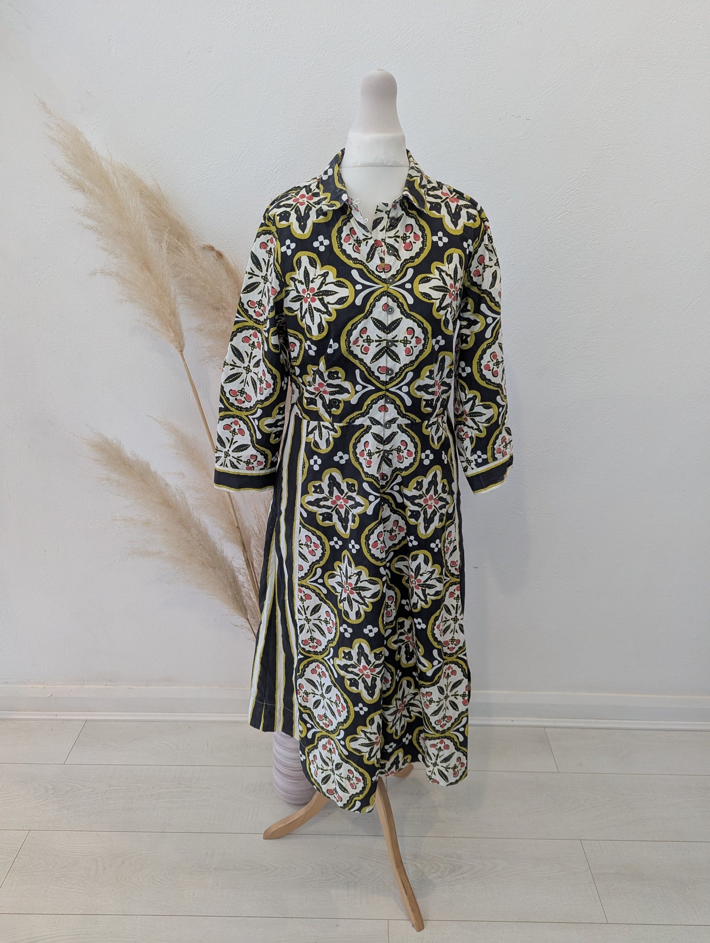 White Stuff Black Floral Midi Dress Size 8