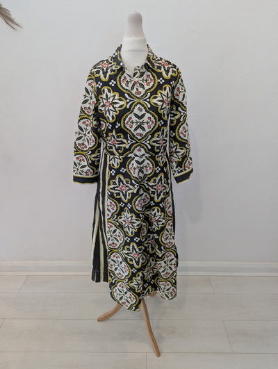 White Stuff Black Floral Midi Dress Size 8