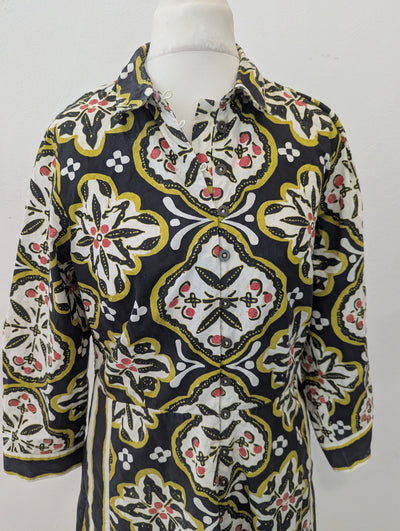 White Stuff Black Floral Midi Dress Size 8
