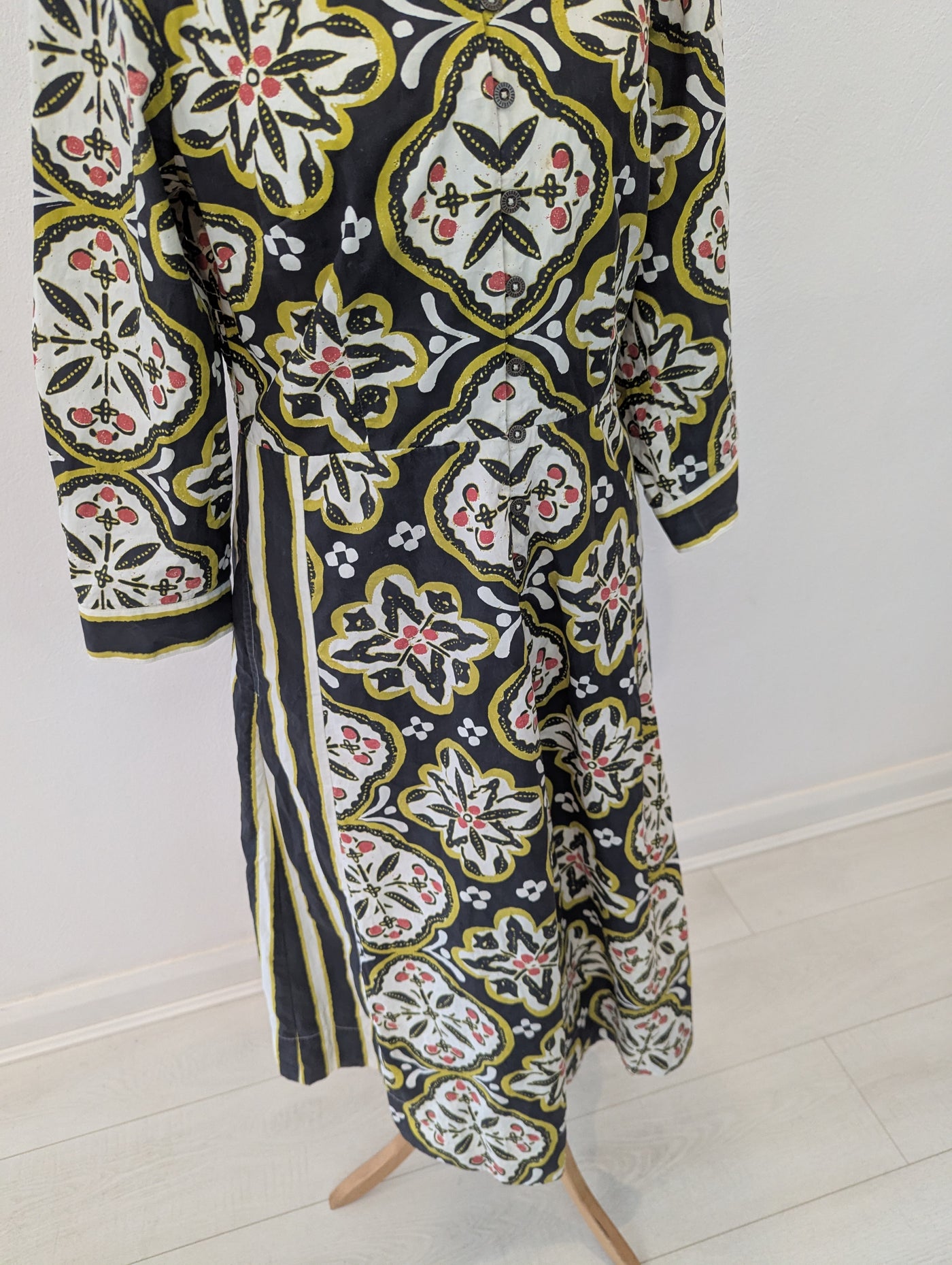 White Stuff Black Floral Midi Dress Size 8
