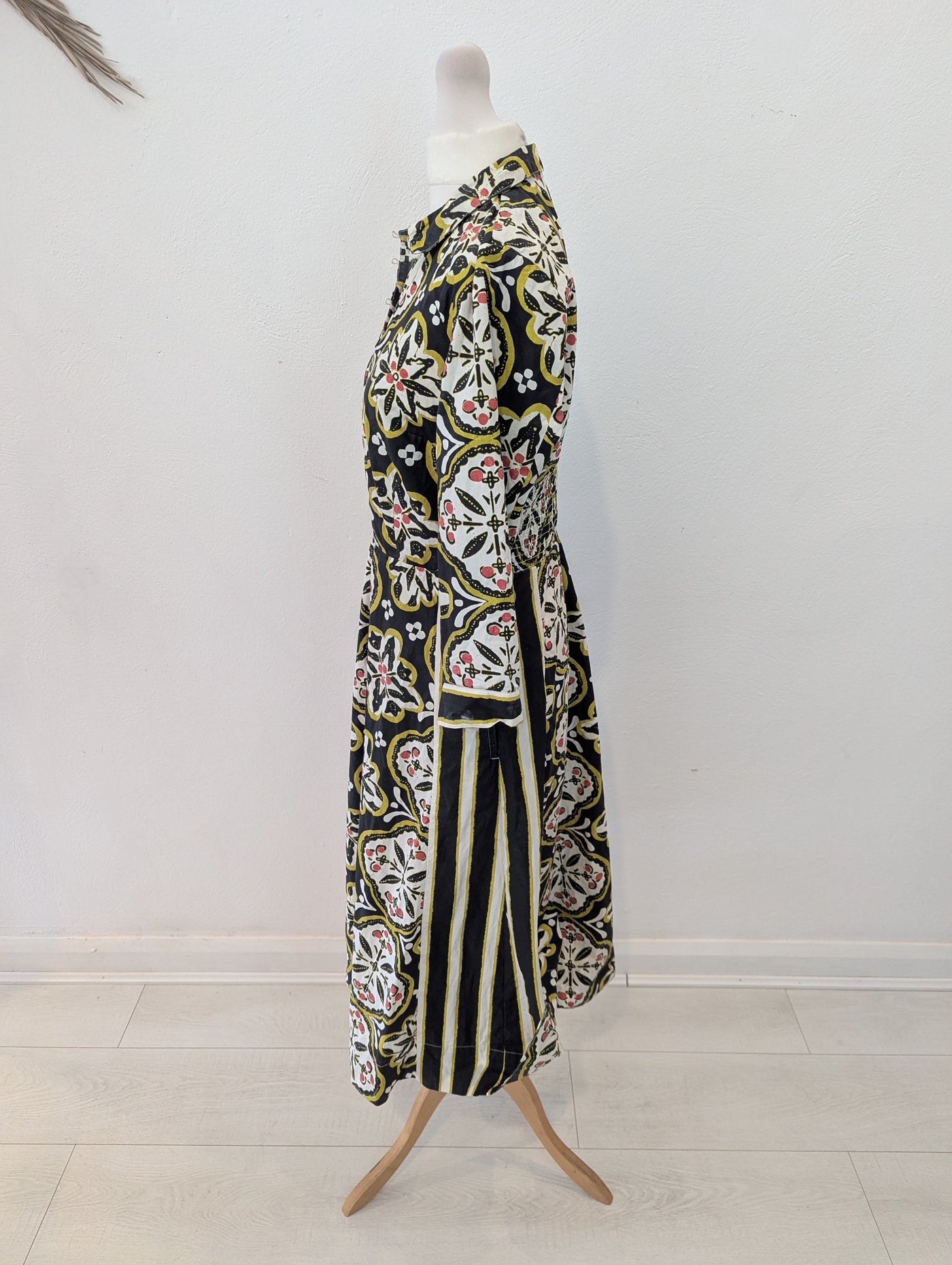 White Stuff Black Floral Midi Dress Size 8