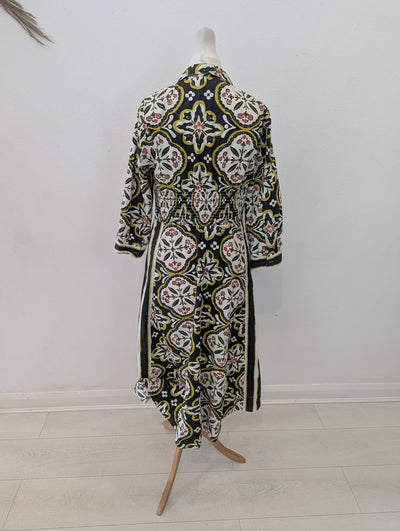White Stuff Black Floral Midi Dress Size 8