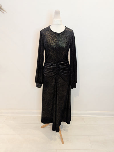 Me + Em Black Glitter Velour Maxi Size 10 NTW RRP £315