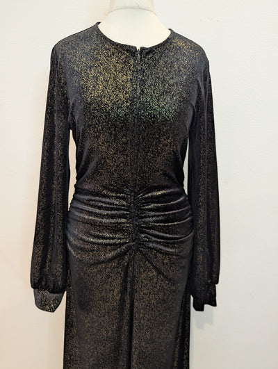 Me + Em Black Glitter Velour Maxi Size 10 NTW RRP £315