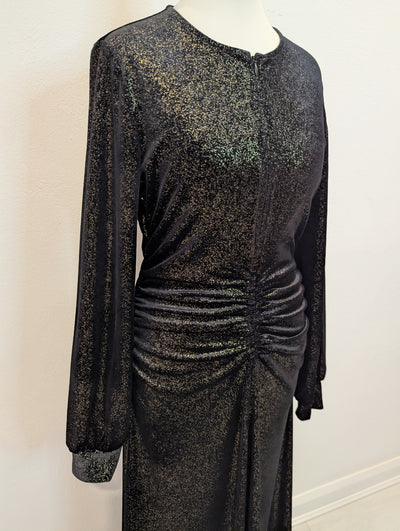 Me + Em Black Glitter Velour Maxi Size 10 NTW RRP £315