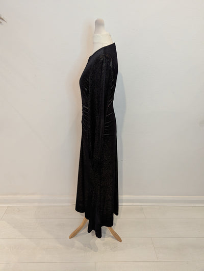 Me + Em Black Glitter Velour Maxi Size 10 NTW RRP £315