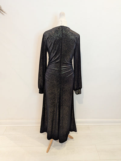 Me + Em Black Glitter Velour Maxi Size 10 NTW RRP £315